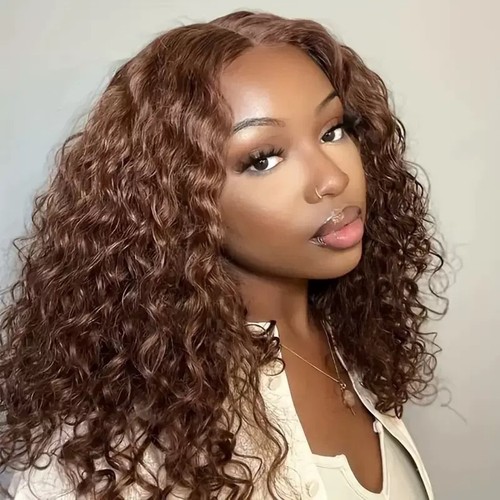 Brown curly lace front wigs - lace,