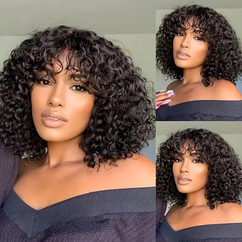Curly bob human hair - curly, with