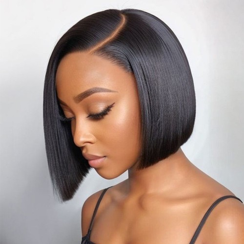 Straight human hair bob - straight,