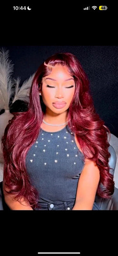 Burgundy real human hair - burgundy, wig