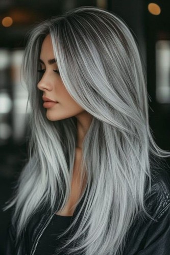 Balayage silver gray highlight - balayage,