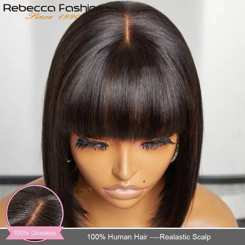 Straight human hair wig - straight,
