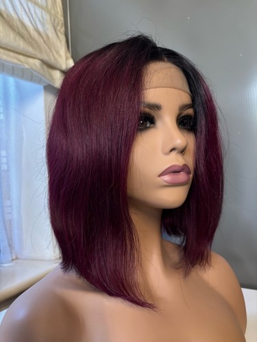 Burgundy short straight bob - burgundy,