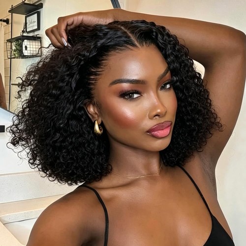 Curly bob wig human - curly,